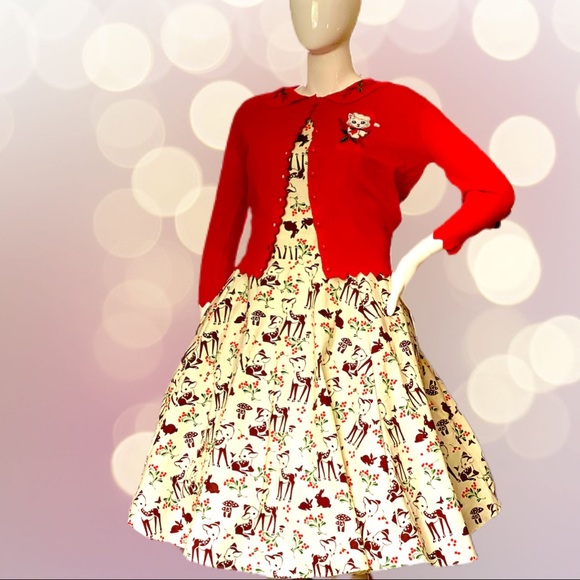 Banned Apparel Sweaters | Banned Apparel Holiday Cat Cardigan | Color: Red | Size: M | Retrodresslove's Closet